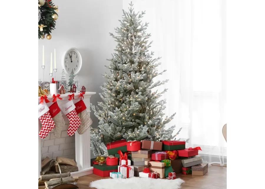 6.5ft Pre-Lit Flocked Little River Fir Artificial Christmas Tree - Clear Lights