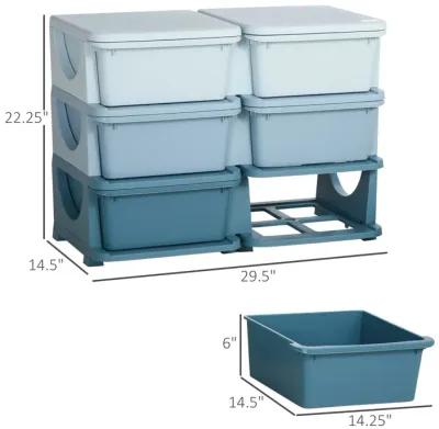 Blue Kids' Organizer: 3-Tier Storage Unit with 6 Drawers for Nursery