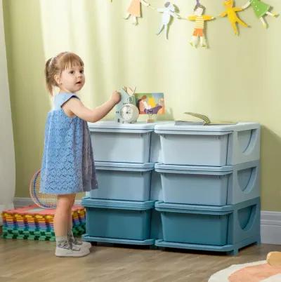 Blue Kids' Organizer: 3-Tier Storage Unit with 6 Drawers for Nursery