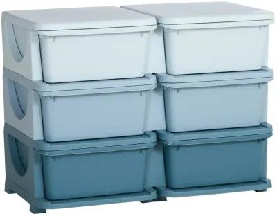 Blue Kids' Organizer: 3-Tier Storage Unit with 6 Drawers for Nursery