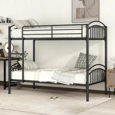 Twin Over Twin Metal Bunk Bed, Divided Into Two Beds