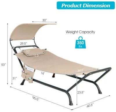 Hivvago Patio Hanging Chaise Lounge Chair with Canopy Cushion Pillow and Storage Bag