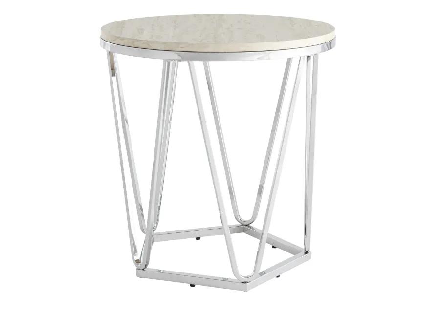 Luna Faux Stone Round Side Table