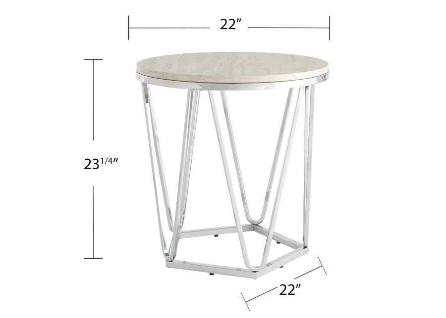 Luna Faux Stone Round Side Table