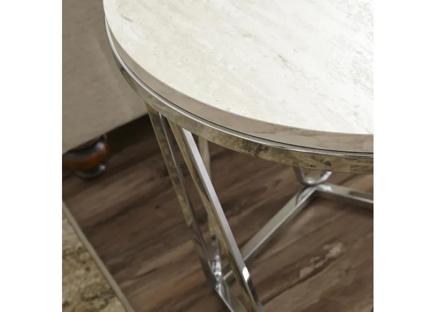 Luna Faux Stone Round Side Table