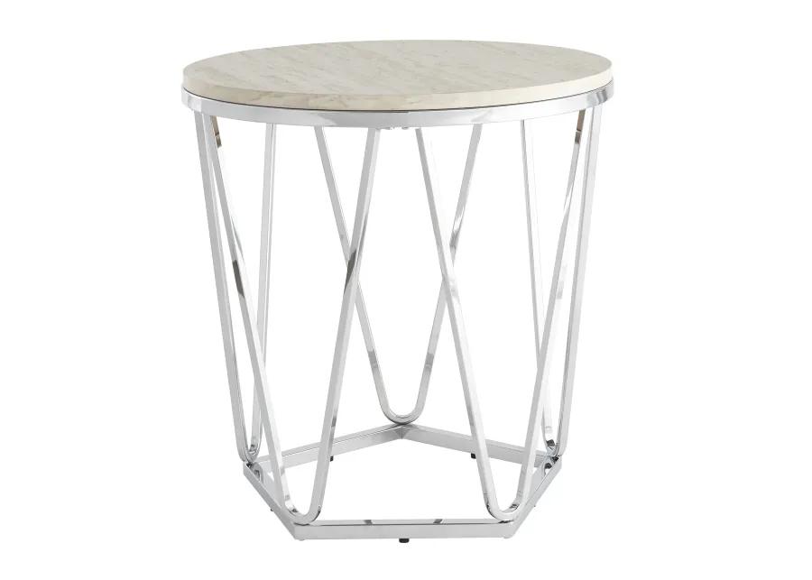 Luna Faux Stone Round Side Table