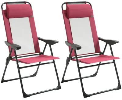 Red Outdoor Recliners: Set of 2 Folding Loungers for Patio