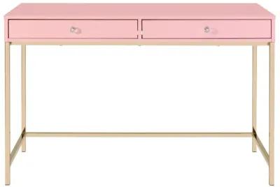 Ottey Writing Desk, Pink High Gloss & Gold Finish 93545