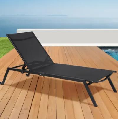 Outdoor Patio Height Adjustable Sling Armless Lounge Chaise