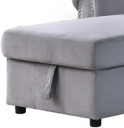 Irma 97 Inch 2 Piece Sectional Sofa, Pull Out Bed, Rolled Arm, Gray Velvet-Benzara