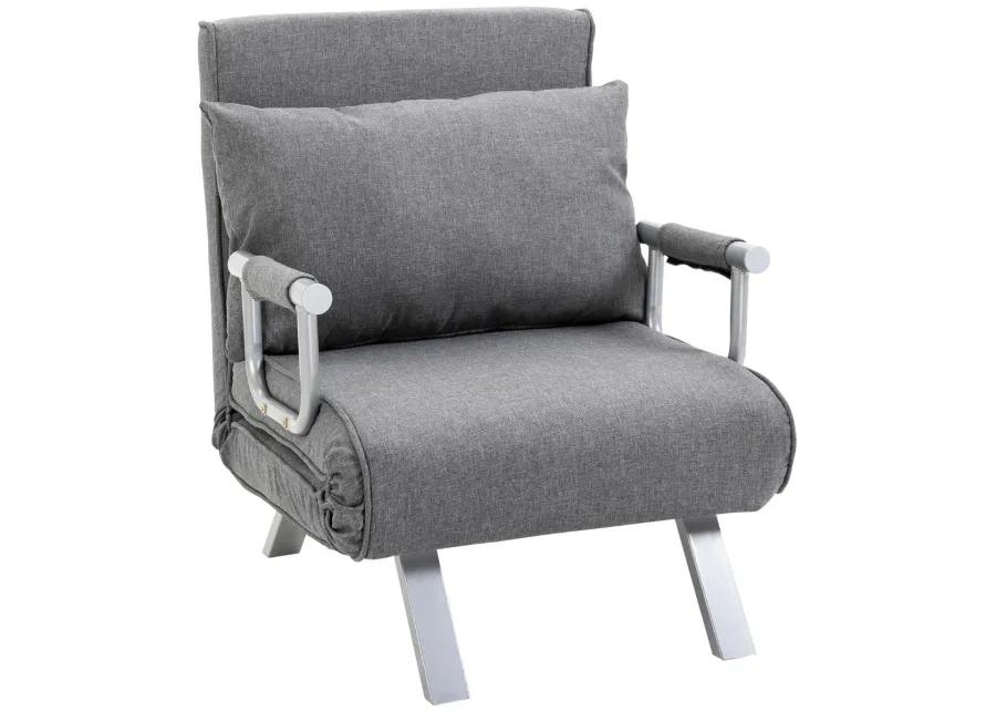 Light Grey Lounger: 5-Position Folding Convertible Sofa Bed