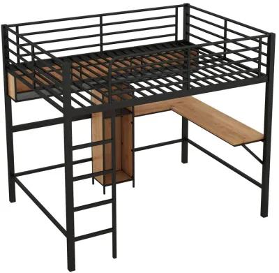 Merax Metal & Wood Loft Bed with L -shaped Desk