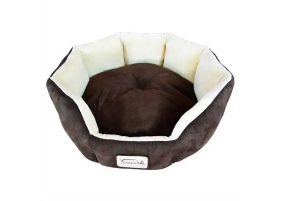 Mocha Beige Round Oval Pet Bed for Small Dogs or Cats