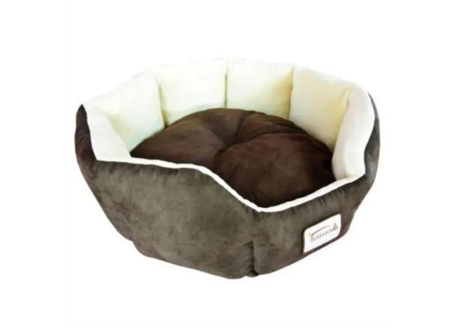 Mocha Beige Round Oval Pet Bed for Small Dogs or Cats