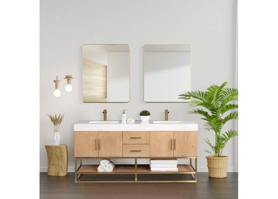 Altair 72 Double Bathroom Vanity in Light Brown awithout Mirror