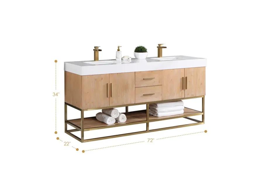 Altair 72 Double Bathroom Vanity in Light Brown awithout Mirror