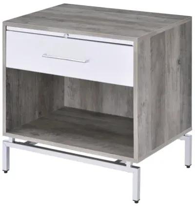 ACME Cistus Accent Table, Weathered Gray Oak & White