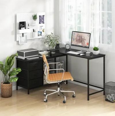 L-shaped Computer Desk with Power Outlet for Working Studying Gaming