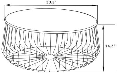 LeisureMod Runswick Modern Wood Top Coffee Table With Metal Base