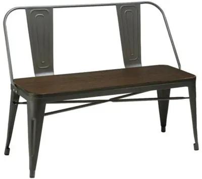 Gina 40 Inch Bench, Smooth Wood Seating, Strong Metal Frame, Dark Gray - Benzara