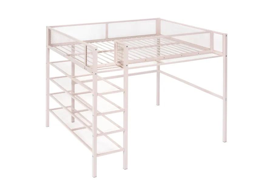 Merax Metal Loft Bed with Storage Shelves