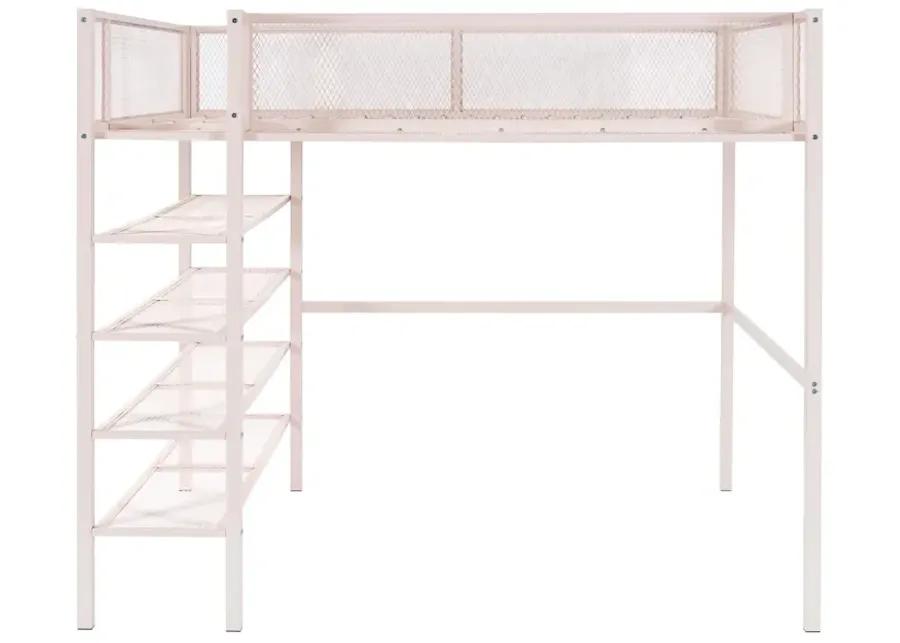 Merax Metal Loft Bed with Storage Shelves