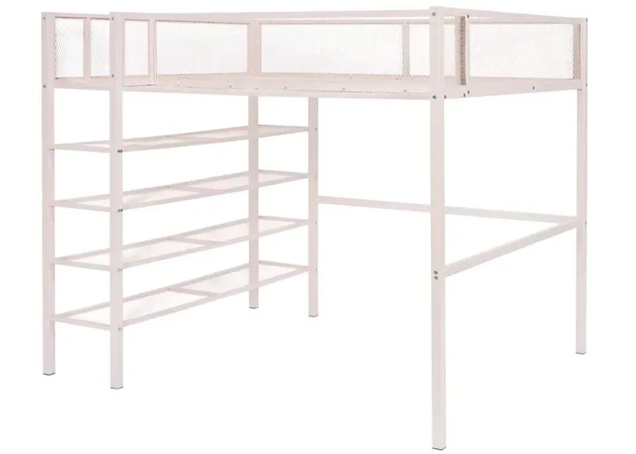 Merax Metal Loft Bed with Storage Shelves