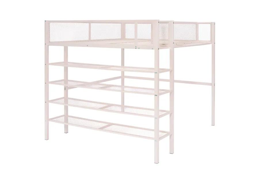 Merax Metal Loft Bed with Storage Shelves