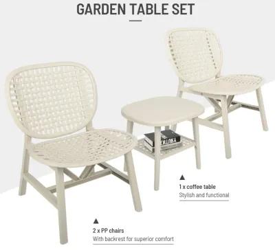 3 Pieces Hollow Design Retro Patio Table Chair Set All Weather Conversation Bistro Set