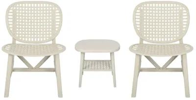 3 Pieces Hollow Design Retro Patio Table Chair Set All Weather Conversation Bistro Set