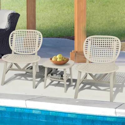 3 Pieces Hollow Design Retro Patio Table Chair Set All Weather Conversation Bistro Set