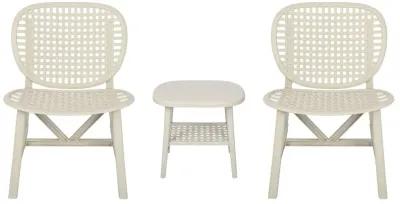 3 Pieces Hollow Design Retro Patio Table Chair Set All Weather Conversation Bistro Set