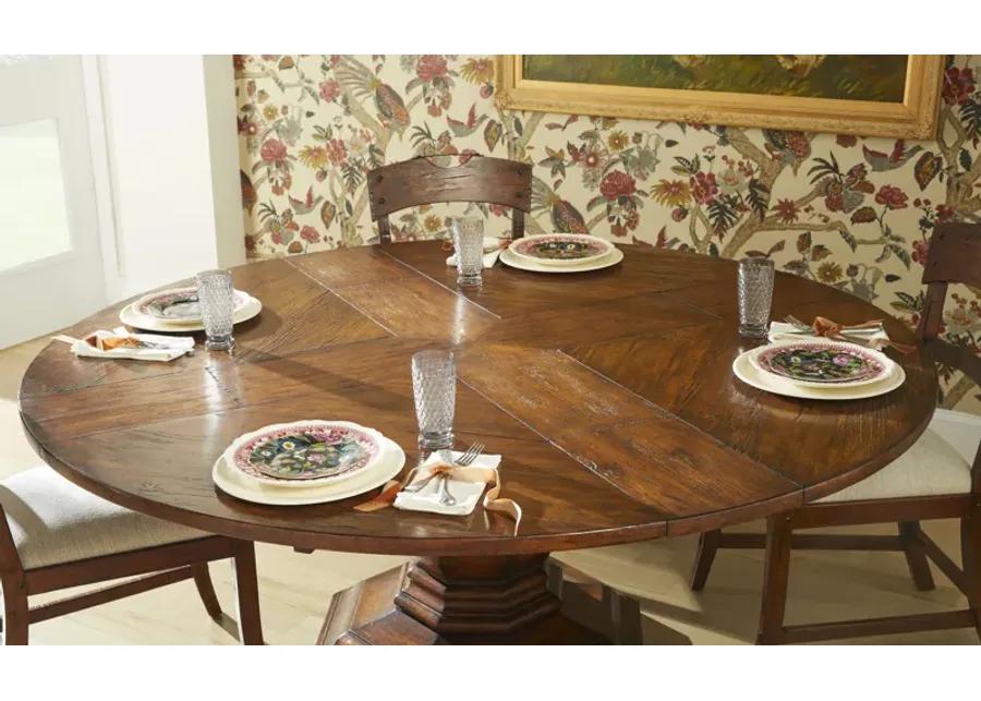 Country Walnut Round Extendable Dining Table