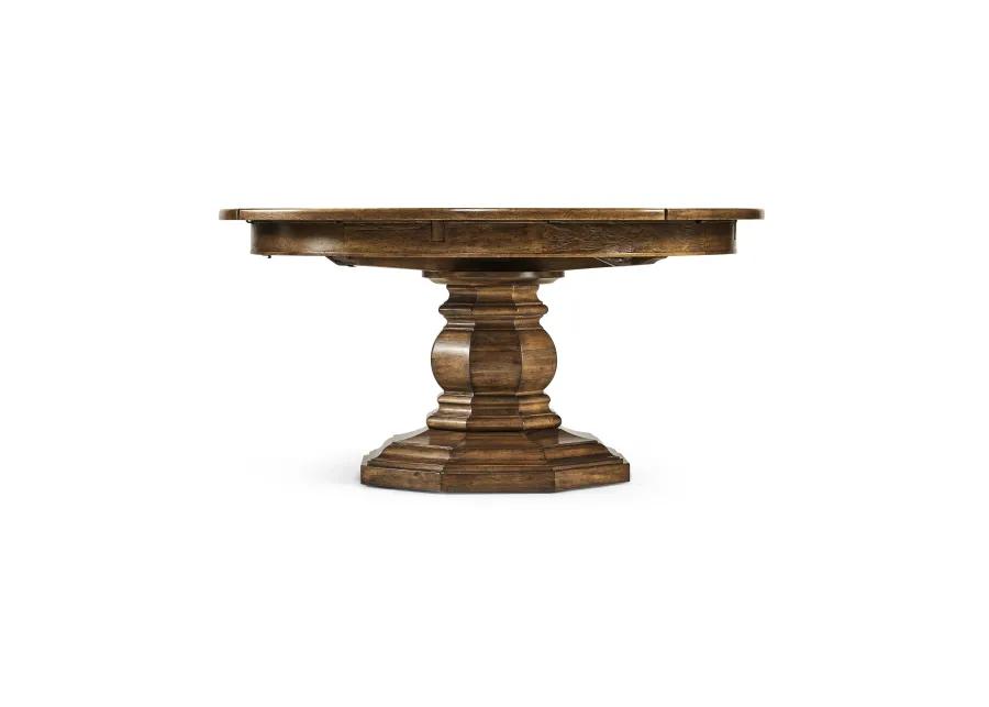 Country Walnut Round Extendable Dining Table