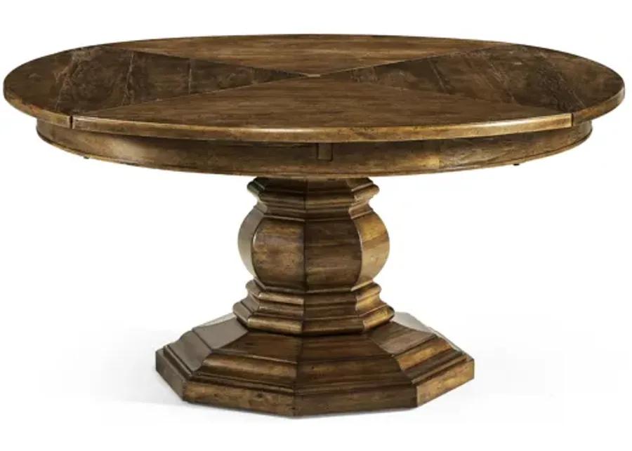 Country Walnut Round Extendable Dining Table