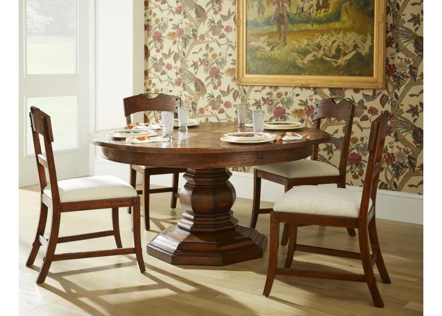 Country Walnut Round Extendable Dining Table