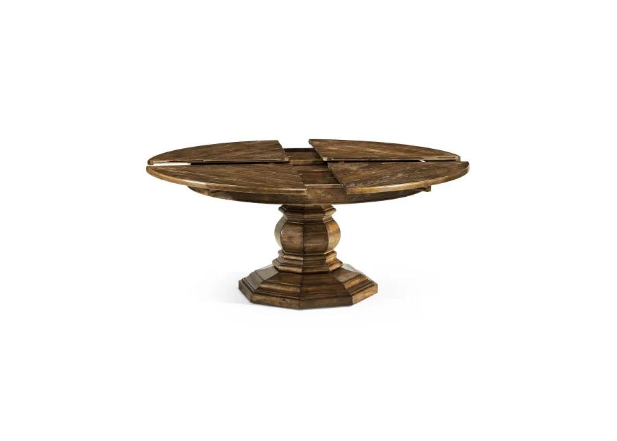 Country Walnut Round Extendable Dining Table