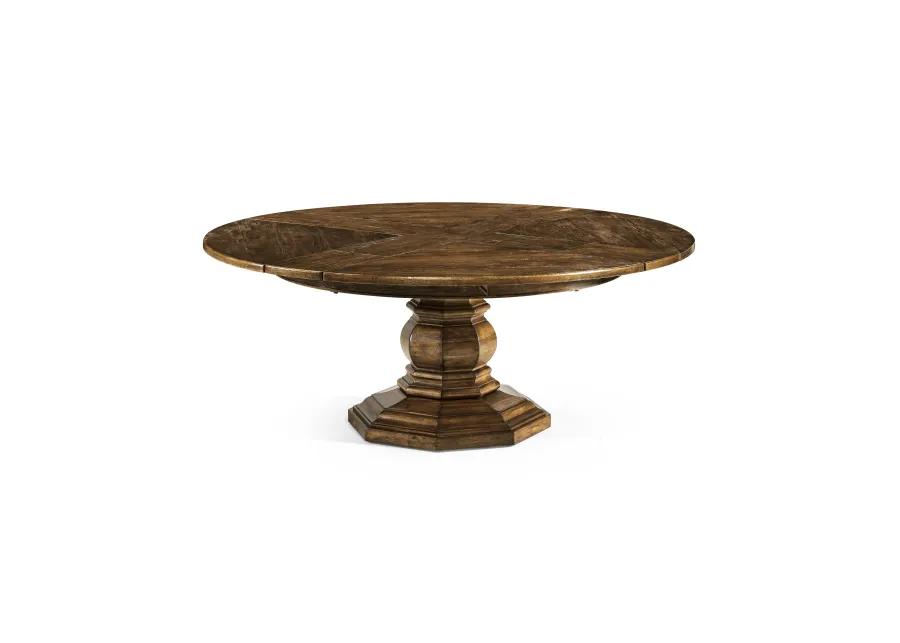 Country Walnut Round Extendable Dining Table