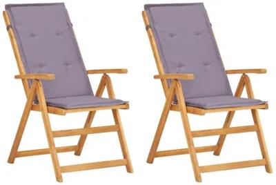 vidaXL Reclining Garden Chairs 2 pcs Brown Solid Acacia Wood