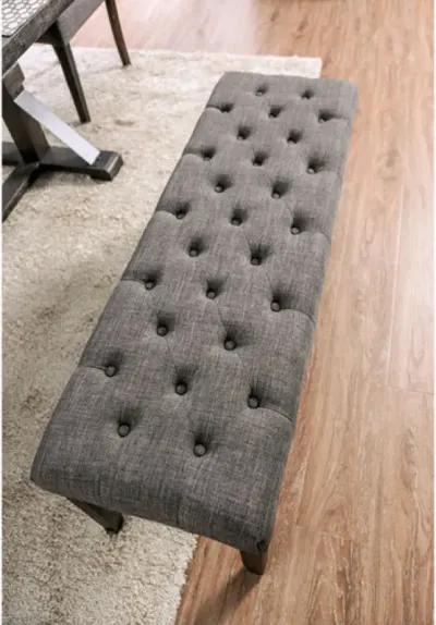 Light Gray Tufted Fabric Bench Chair