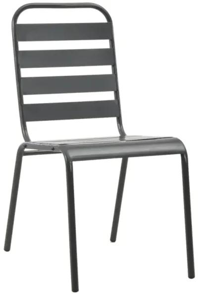 vidaXL Outdoor Chairs 4 pcs Slatted Design Steel Dark Gray