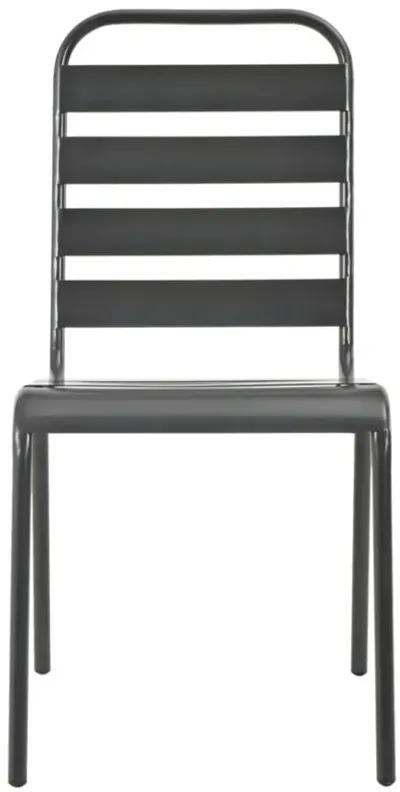 vidaXL Outdoor Chairs 4 pcs Slatted Design Steel Dark Gray