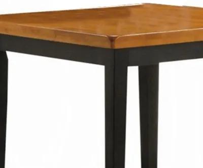 Gael Counter Height Square Dining Table Set, 4 Stools, Wood, Oak, Black-Benzara