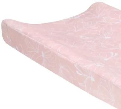 Lambs & Ivy Petals Soft Pink/White Floral Outline Baby Changing Pad Cover