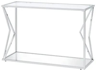 ACME Virtue Sofa Table, Clear Glass & Chrome Finish