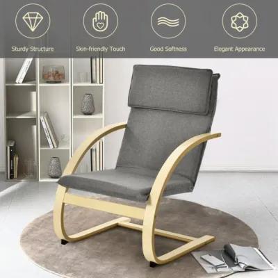 Hivvago Modern Fabric Upholstered Bentwood Lounge Chair-Gray