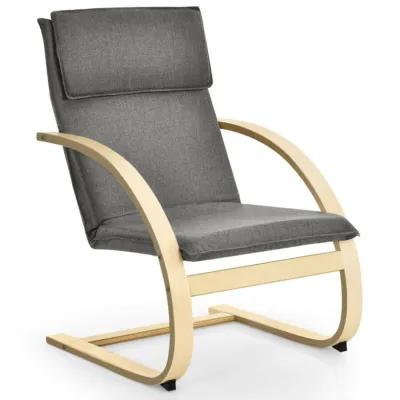 Hivvago Modern Fabric Upholstered Bentwood Lounge Chair-Gray