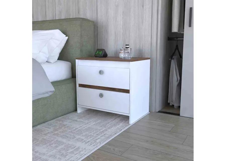 Nightstand Dreams, Bedroom, White / Dark Brown