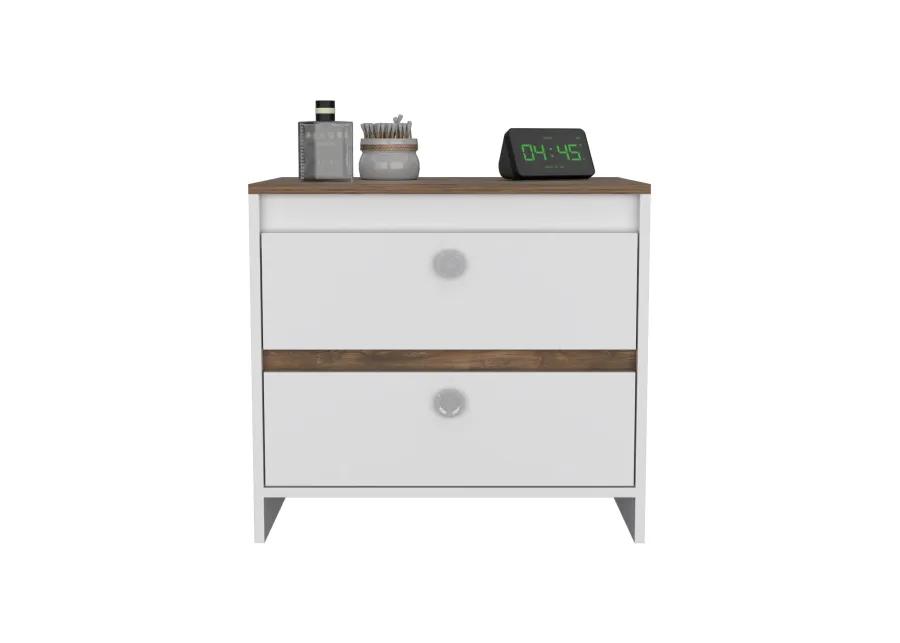 Nightstand Dreams, Bedroom, White / Dark Brown