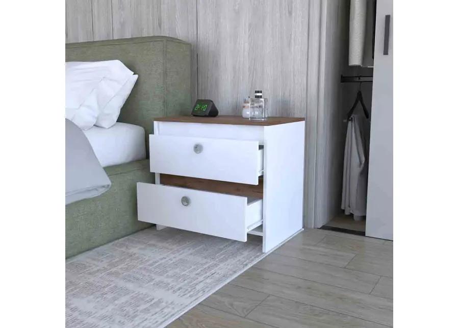 Nightstand Dreams, Bedroom, White / Dark Brown